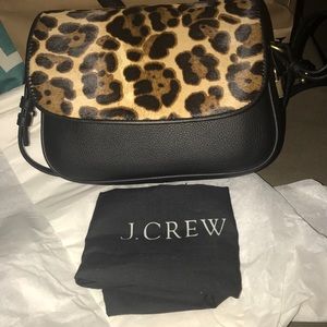 J Crew Madewell Leather Signet Leopard Purse